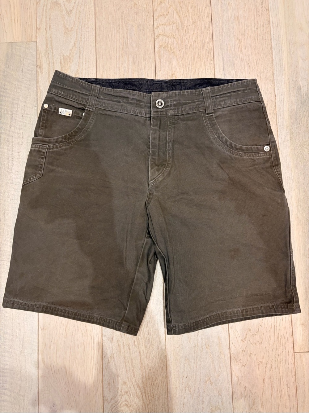 Vintage KUHL Canvas Carpenter Shorts Dark Green Men's size 33 - Picture 2 of 8